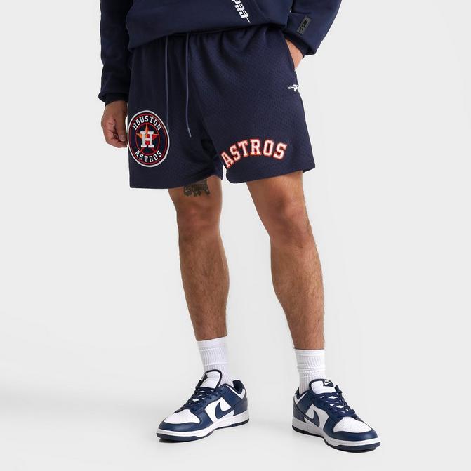 [angle] view of Men's Pro Standard Houston Astros MLB Souvenir Mesh Shorts in Navy/Orange Click to zoom