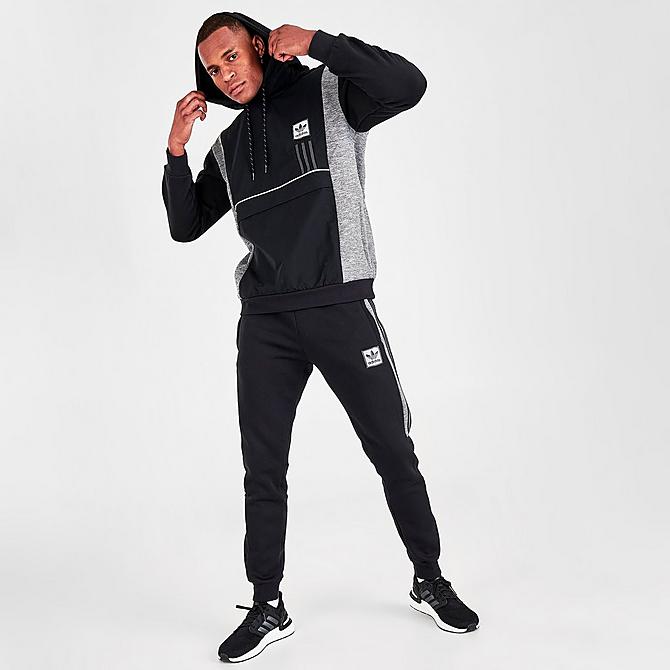 Front Three Quarter view of Men's adidas Originals ID96 Hoodie in Black Click to zoom