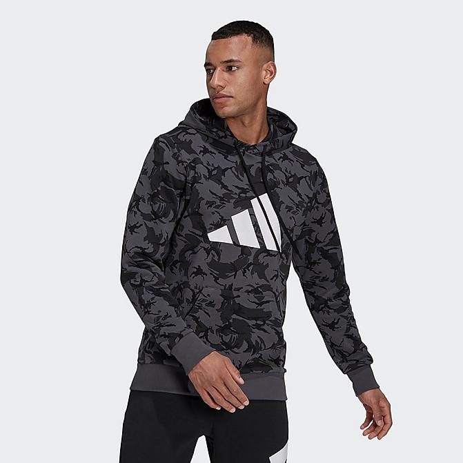 Front view of Men's adidas Sportswear Future Icons Camo Graphic Sweatshirt Click to zoom