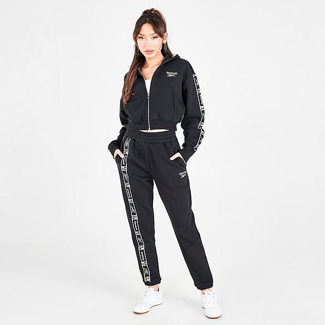 Front view of Women's Reebok Essentials Taped Logo Pants in Black Click to zoom