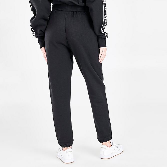 Back Right view of Women's Reebok Essentials Taped Logo Pants in Black Click to zoom