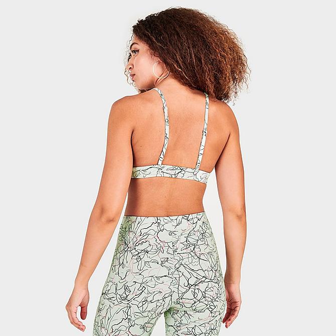 Back Right view of Women's Reebok Classics Contour Floral Print Light-Support Sports Bra in Light Sage Click to zoom