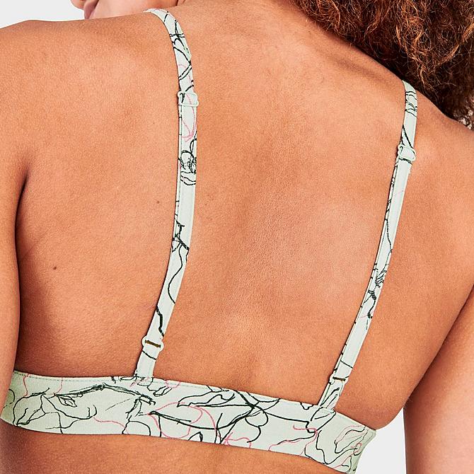 On Model 6 view of Women's Reebok Classics Contour Floral Print Light-Support Sports Bra in Light Sage Click to zoom