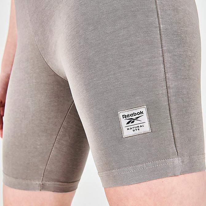 On Model 5 view of Women's Reebok Classics Natural Dye Bike Shorts in Boulder Grey Click to zoom