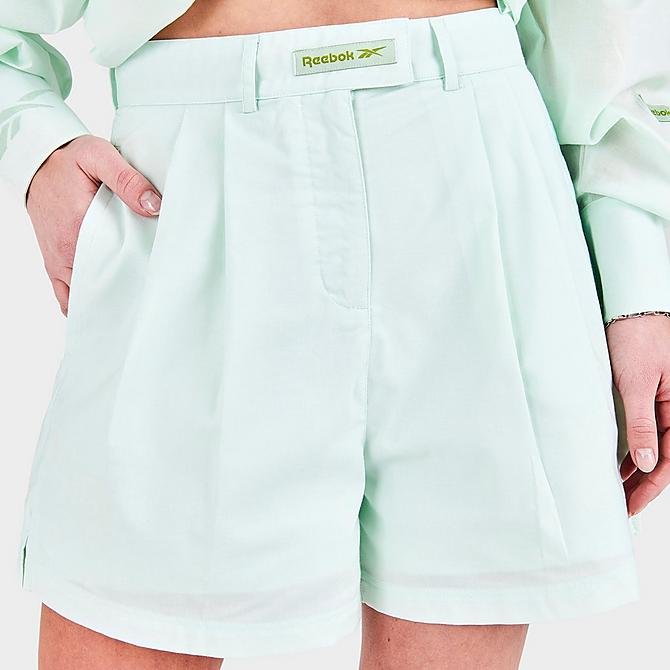 On Model 5 view of Women's Reebok Classics Shorts in Opal Glow Click to zoom