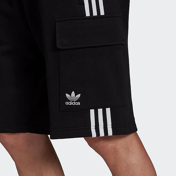 On Model 5 view of Men's adidas Originals Adicolor Classics 3-Stripes Cargo Shorts in Black Click to zoom