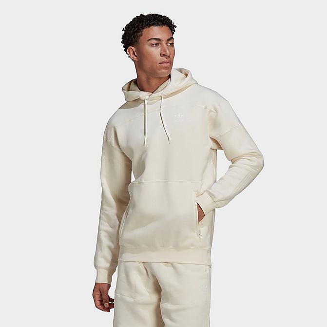 Front view of Men's adidas Originals Adicolor Clean Classics Pullover Hoodie in Non-Dyed Click to zoom