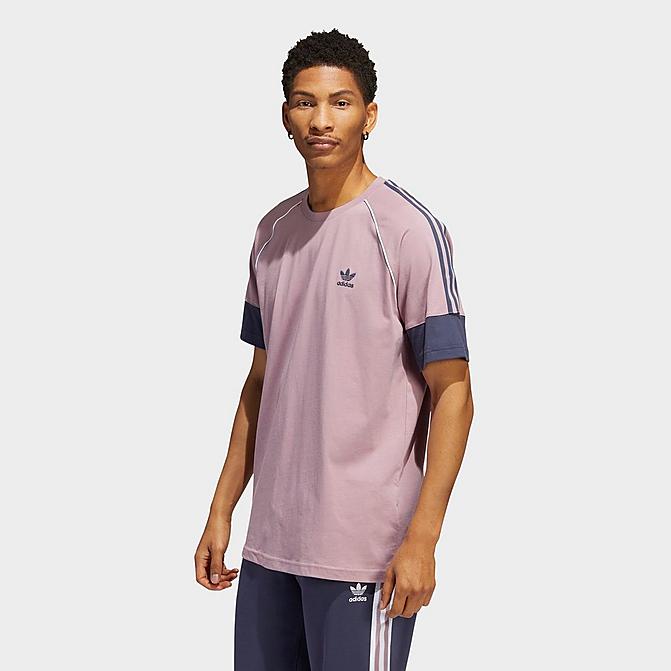 Front view of Men's adidas Originals SST Short-Sleeve T-Shirt in Magic Mauve/Shadow Navy Click to zoom