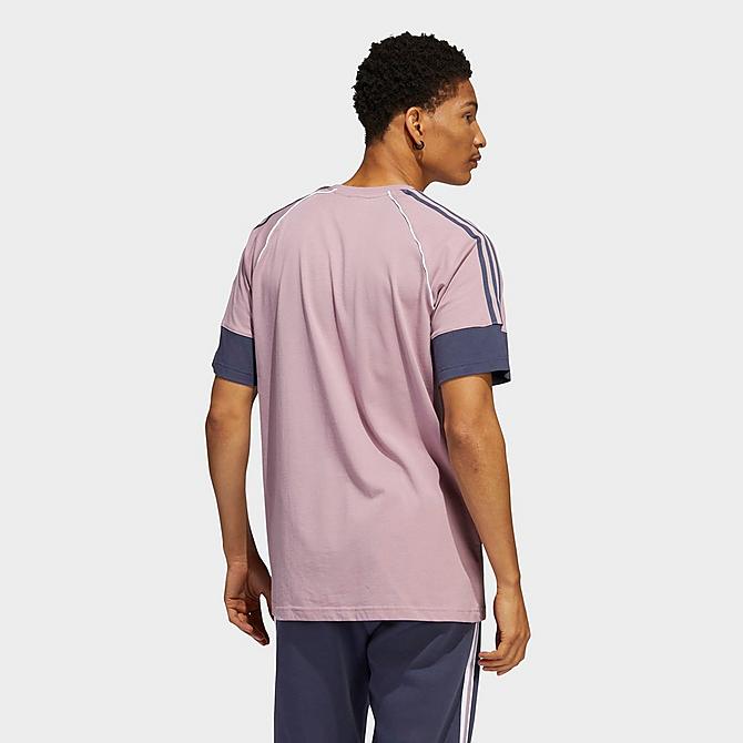 Front Three Quarter view of Men's adidas Originals SST Short-Sleeve T-Shirt in Magic Mauve/Shadow Navy Click to zoom