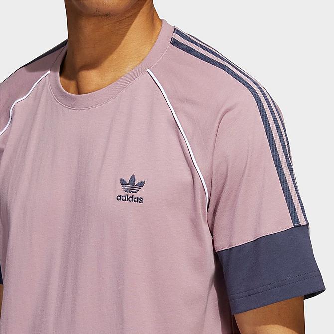Back Right view of Men's adidas Originals SST Short-Sleeve T-Shirt in Magic Mauve/Shadow Navy Click to zoom