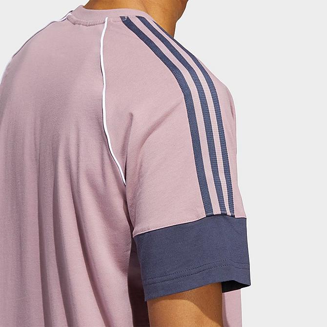 On Model 5 view of Men's adidas Originals SST Short-Sleeve T-Shirt in Magic Mauve/Shadow Navy Click to zoom