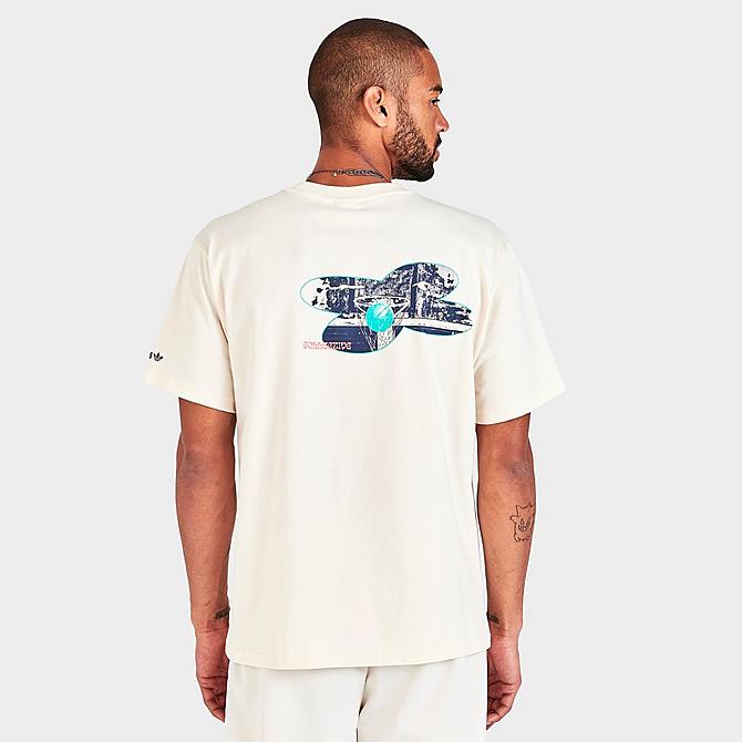 Back Left view of Men's adidas Originals Basketball Photo Graphic Short-Sleeve T-Shirt in Wonder White Click to zoom