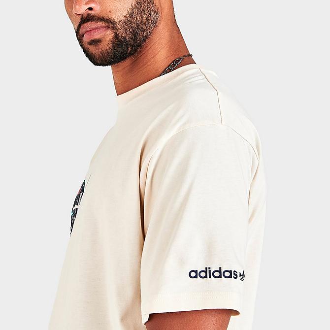 Back Right view of Men's adidas Originals Basketball Photo Graphic Short-Sleeve T-Shirt in Wonder White Click to zoom