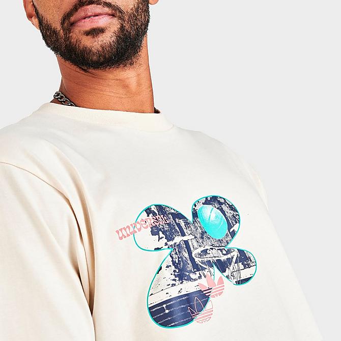 On Model 5 view of Men's adidas Originals Basketball Photo Graphic Short-Sleeve T-Shirt in Wonder White Click to zoom