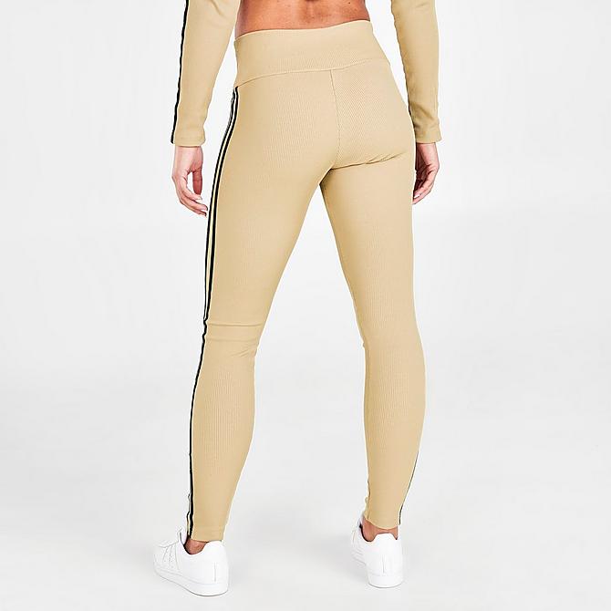 Back Right view of Women's adidas Originals Ribbed Leggings in Beige Tone Click to zoom