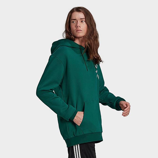 Back Left view of Men's adidas Originals Adicolor Spinner Graphic Pullover Hoodie in Collegiate Green Click to zoom