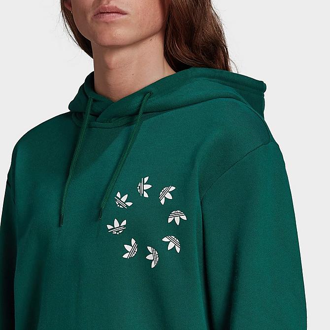 Back Right view of Men's adidas Originals Adicolor Spinner Graphic Pullover Hoodie in Collegiate Green Click to zoom