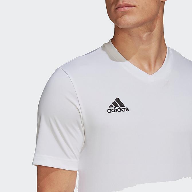 [angle] view of Men's adidas Entrada 22 Soccer Jersey in White Click to zoom