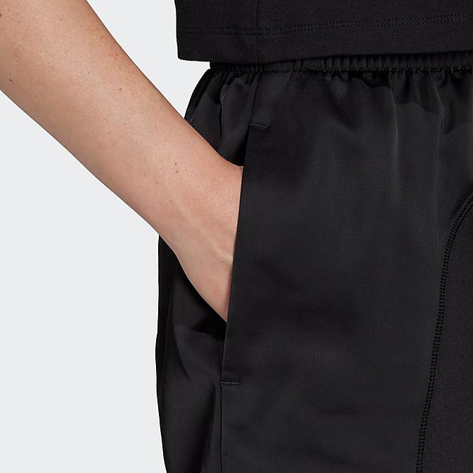 On Model 5 view of Women's adidas Originals Adicolor Split Trefoil Shorts in Black Click to zoom