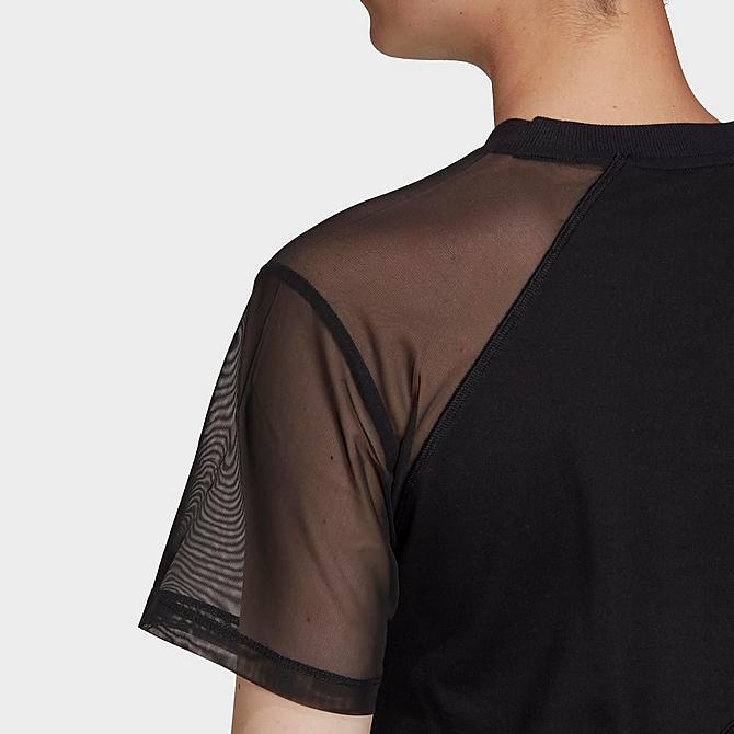 On Model 5 view of Women's adidas Originals Adicolor Split Trefoil T-Shirt in Black Click to zoom