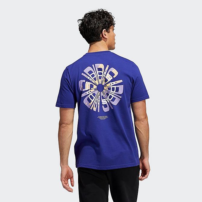 Front Three Quarter view of Men's adidas Sportswear Positivity Short-Sleeve Graphic T-Shirt in Legacy Indigo Click to zoom