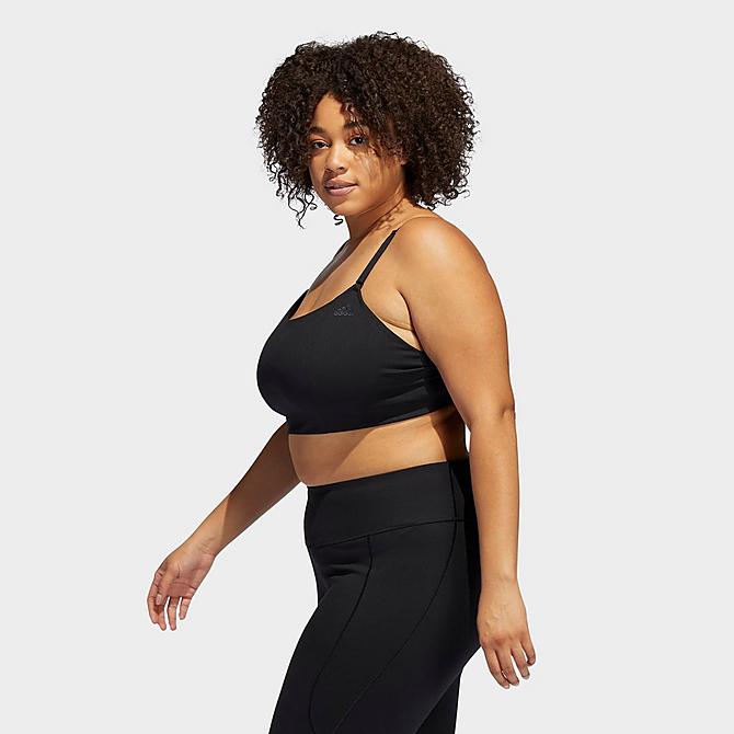 Back Left view of Women's adidas Yoga Studio Light-Support Bra (Plus Size) in Black Click to zoom