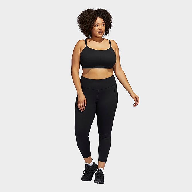 On Model 5 view of Women's adidas Yoga Studio Light-Support Bra (Plus Size) in Black Click to zoom