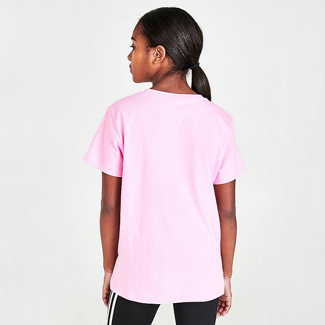 Back Right view of Girls' adidas Originals Trefoil T-Shirt in True Pink/White Click to zoom