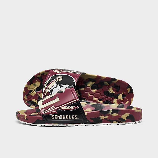 Right view of Hype Co. Florida State Seminoles Slydr Slide Sandals in Black/Garnet/Gold Click to zoom