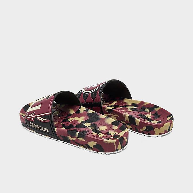 Left view of Hype Co. Florida State Seminoles Slydr Slide Sandals in Black/Garnet/Gold Click to zoom