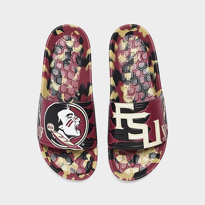 Back view of Hype Co. Florida State Seminoles Slydr Slide Sandals in Black/Garnet/Gold Click to zoom