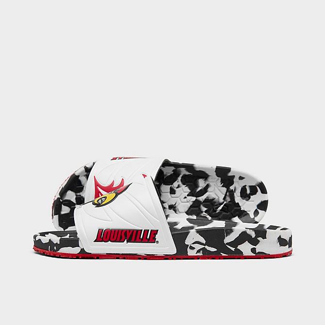 Right view of Hype Co. Louisville Cardinals College Slydr Slide Sandals in Black/Cardinal/White Click to zoom