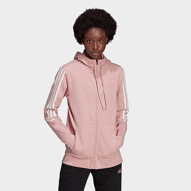 Front view of Women's adidas AEROREADY Made for Training Hoodie in Wonder Mauve Click to zoom
