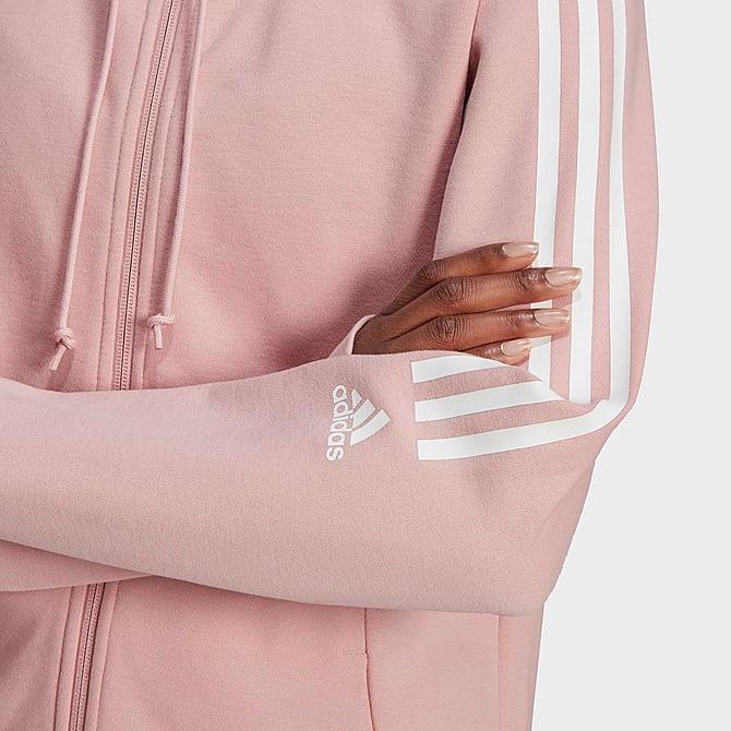 On Model 5 view of Women's adidas AEROREADY Made for Training Hoodie in Wonder Mauve Click to zoom
