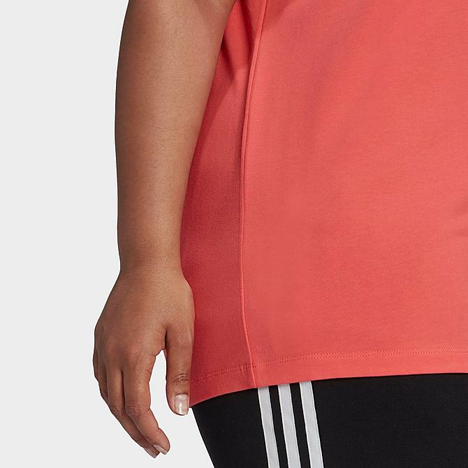 On Model 5 view of Women's adidas Originals Adicolor Classics Trefoil T-Shirt (Plus Size) in Semi Turbo Click to zoom