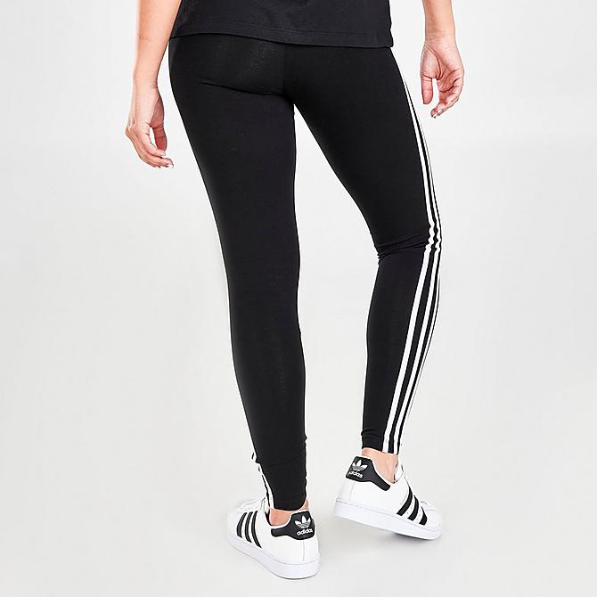 Back Right view of Women's adidas Originals Adicolor Classics 3-Stripes Tights in Black Click to zoom