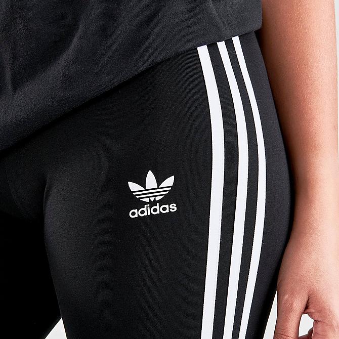 On Model 5 view of Women's adidas Originals Adicolor Classics 3-Stripes Tights in Black Click to zoom
