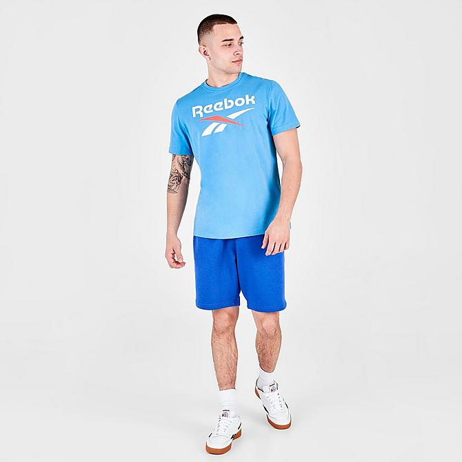 Front Three Quarter view of Men's Reebok Identity Big Logo T-Shirt in Essential Blue Click to zoom
