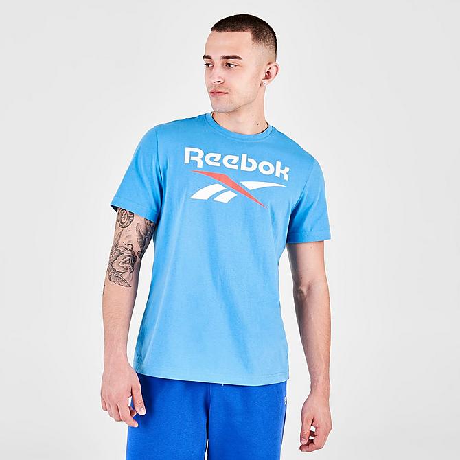 Back Left view of Men's Reebok Identity Big Logo T-Shirt in Essential Blue Click to zoom