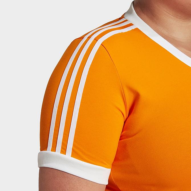 On Model 5 view of Women's adidas Originals Adicolor Classics Cropped T-Shirt (Plus Size) in Bright Orange Click to zoom