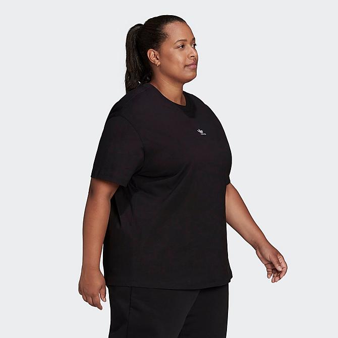 Back Left view of Women's adidas Originals Trefoil Logo T-Shirt (Plus Size) in Black Click to zoom