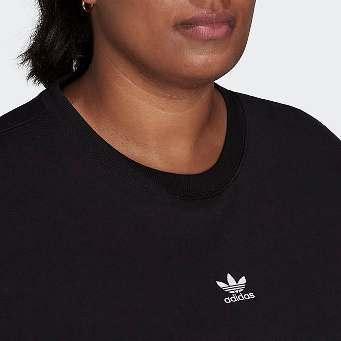 Back Right view of Women's adidas Originals Trefoil Logo T-Shirt (Plus Size) in Black Click to zoom