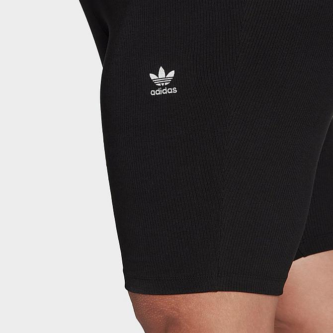 Back Right view of Women's adidas Originals Adicolor Essentials Short Tights (Plus Size) in Black Click to zoom