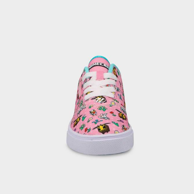 Back view of Big Kids' Heelys x Minecraft Pro 20 Prints Casual Shoes in Pink Aqua Click to zoom