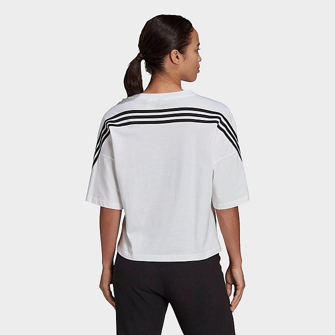 Back Left view of Women's adidas Sportswear Future Icons 3-Stripes T-Shirt in White Click to zoom