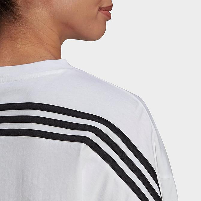 On Model 5 view of Women's adidas Sportswear Future Icons 3-Stripes T-Shirt in White Click to zoom