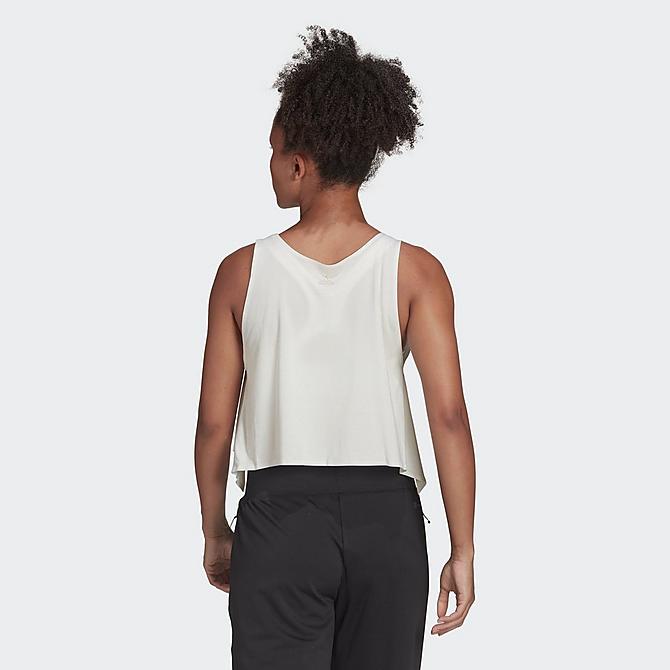 Front Three Quarter view of Women's Reebok Studio Reversible Back-To-Front Tank in Off White Click to zoom