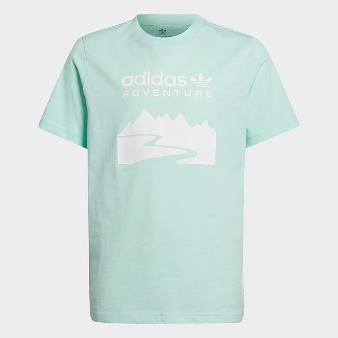 Front view of Little Kids' and Big Kids' adidas Originals Adventure T-Shirt in Clear Mint Click to zoom