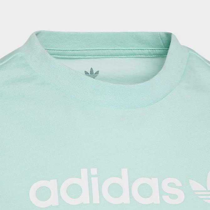 Back Left view of Little Kids' and Big Kids' adidas Originals Adventure T-Shirt in Clear Mint Click to zoom