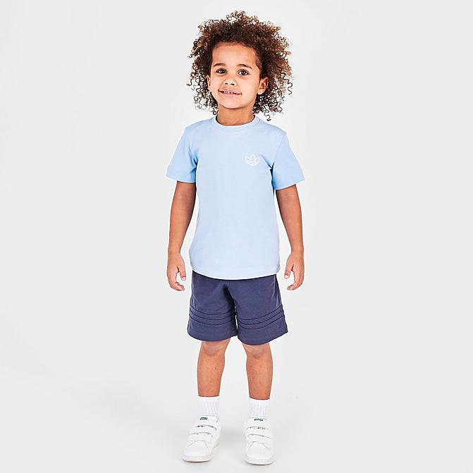 Front view of Infant and Kids' Toddler adidas Originals SPRT Collection T-Shirt and Shorts Set in Clear Sky Click to zoom